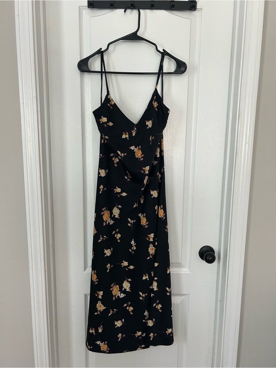 Forever 21 Dresses & Skirts - Forever 21 Black Floral Midi Dress with Yellow Floral Print